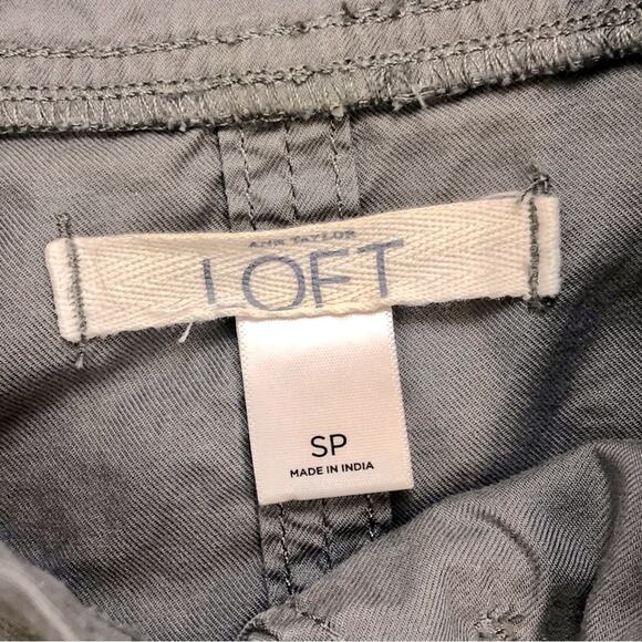 Ann Taylor Loft Gray Utility Cargo Jacket Multiple Pockets Adjustable Tie Waist - Picture 14 of 16